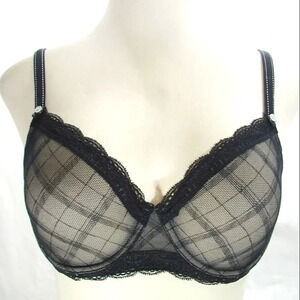 34B Jezebel 10027 Marni Diamond Mesh Unlined Bra Black NWT